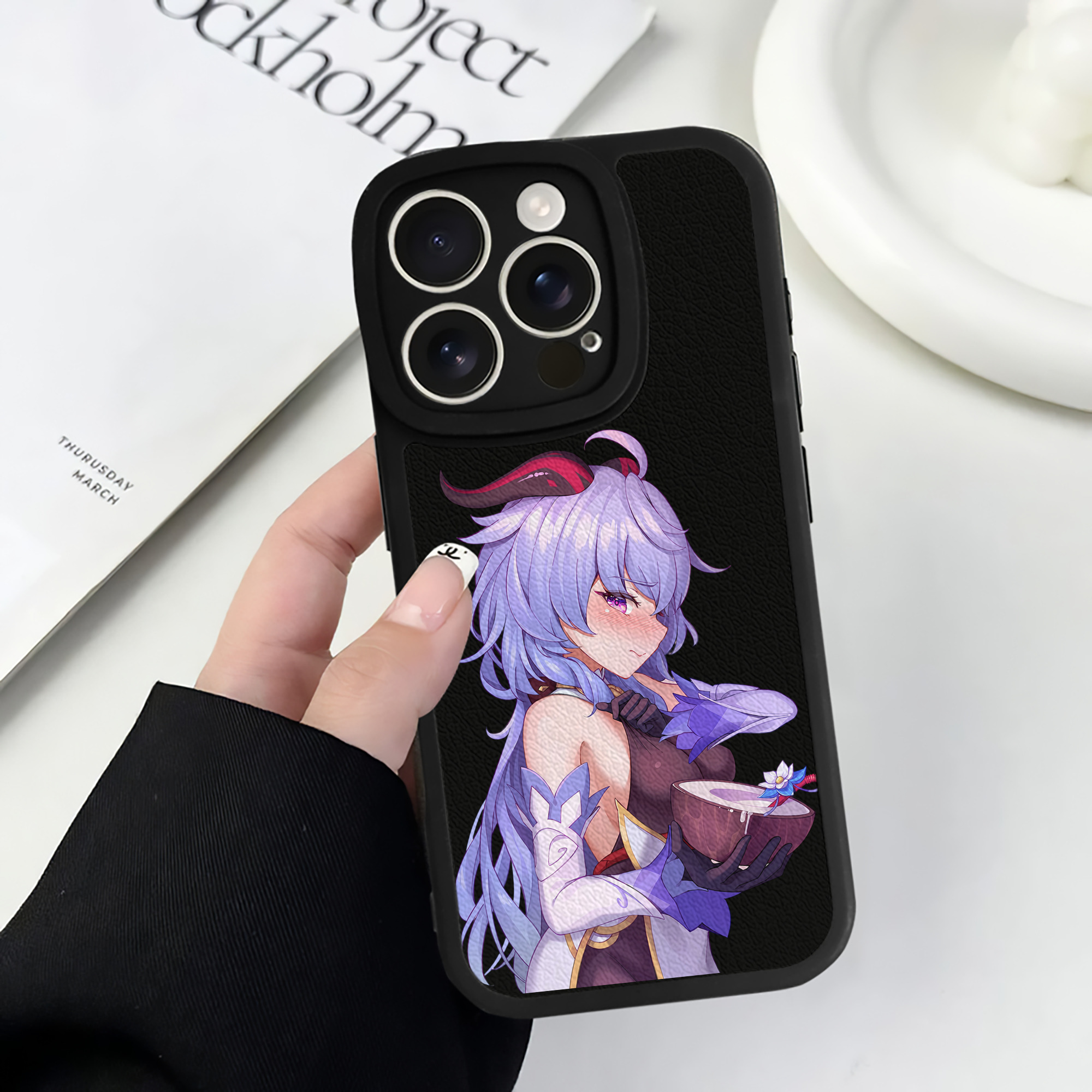 げんし神 甘雨 かんう genshin Ganyu 【iPhone 16シリーズ対応】シリコンスマホケース（レザー調） 材質：シリコン